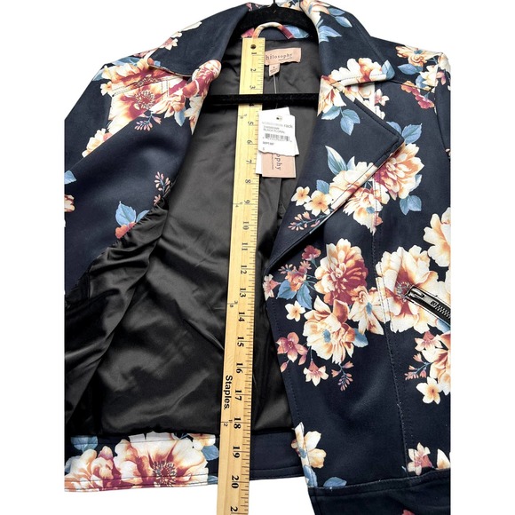 Philosophy Faux suede floral print moto jacket, size small - Picture 9 of 12